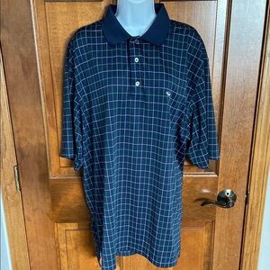 FootJoy Golf Athletic Windowpane Blue/Green Polo 1/4 Button Size X Large